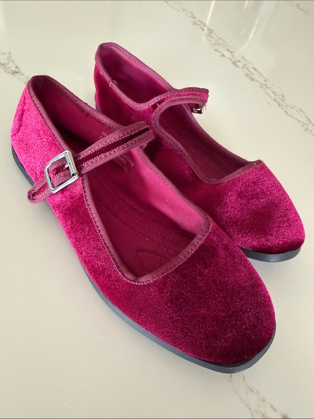 Urban Outfitters Velvet Mary Jane Flats in Magenta
